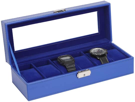 Sapphire Blue Hexa Leather Watch Box